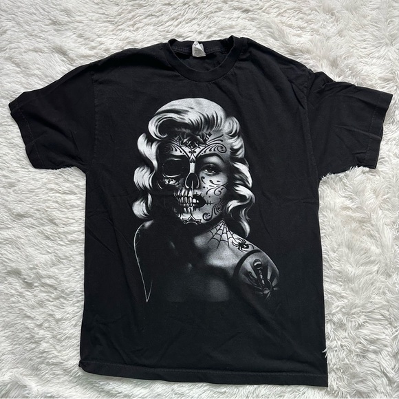 Alstyle Vintage Marilyn Monroe Sugar Skull Tee - Picture 1 of 6